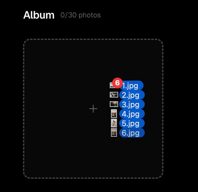 Drag and drop photo upload interface